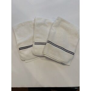 Restoration Hardware Hand Towels Set of 3 White Navy Stripe Cotton